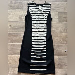 NWT J. McLaughlin Striped Dress XS Black Ivory